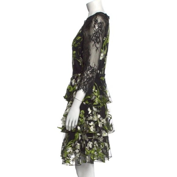 BNWOT Marchesa Notte Floral Embroidered Tulle Dress, Size 4 - Picture 8 of 8